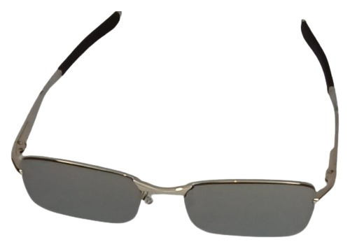 Óculos de sol SM Sol Único armação de metal cor prata, lente cinza de policarbonato espelhada/degradada