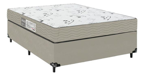 Cama Box Viúva + Colchão D33 One Face - Suede Bege