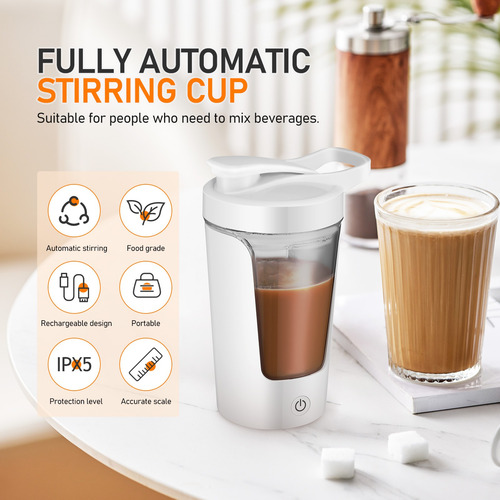 Taza De Agitación Automática Taza De Café De 450ml Blanco