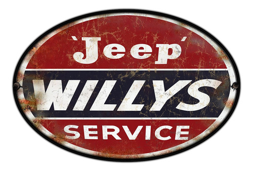 #23 - Cartel Oval Decorativo Vintage - Jeep Willys No Chapa