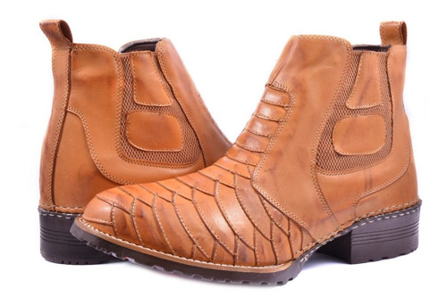 Bota Escamada Masculina Country Rodeio Couro Texana Barretão