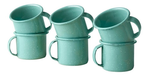 Juego De Taza Mezcalera De Peltre, 6 Piezas Menta