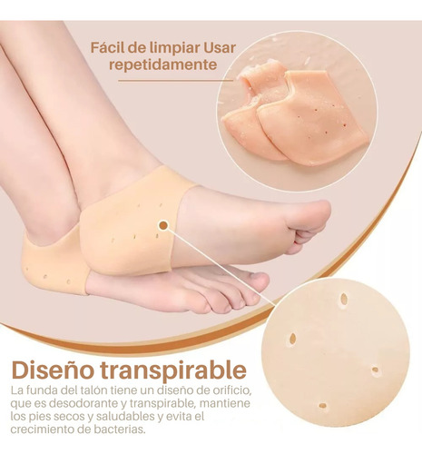 2 Par Talonera Gel Almohadilla Talón Silicona Protectora Pie