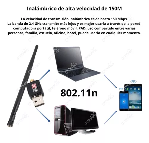 Antena Wifi 802.iin Inalámbrico Usb 2.0 para Computador