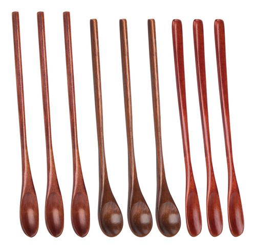 Hansgo 9 Cucharas De Café De Madera, Mango Largo, Cuchara D