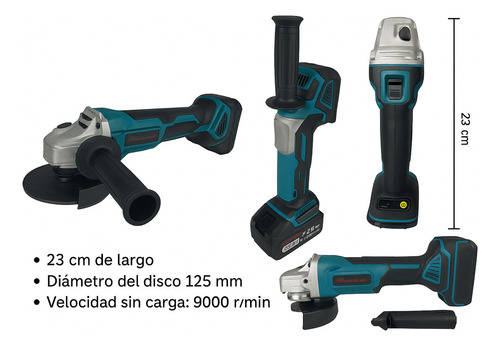Esmeril Angular Inalámbrico Galletero Maletín Y 2 Baterías