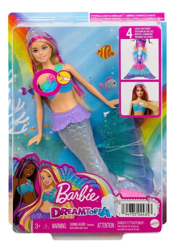 Muñeca Barbie Sirena Luces Mágicas Dreamtopia Rubia 