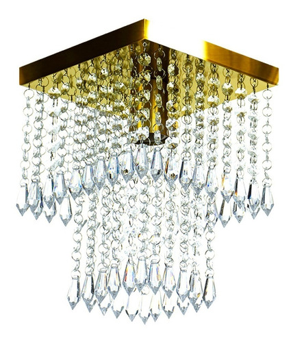 Lustre De Cristal Acrilico Marrycrilic Dourado Gold