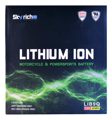 Bateria Litio Skyrich P/ Moto Lib9q Libre Mant.
