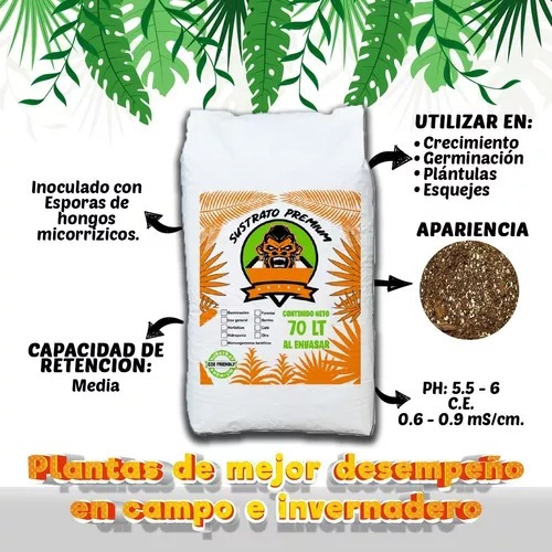 Gmn Sustrato Premium All Mix Peat Moss Perlita Coco 70lt