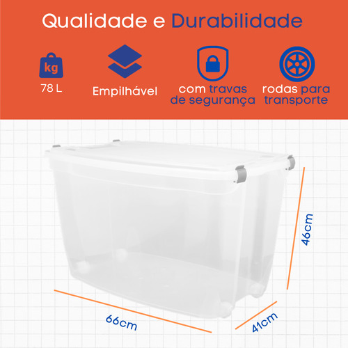 Caixa Cesto Organizador Multiuso Grande Kit C/6un 78l
