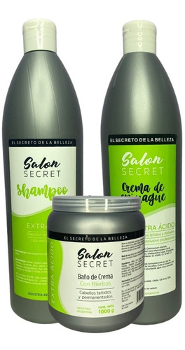 Combo Shampoo+enjuague Extra Ácido 1l+baño 1k Salon Secret