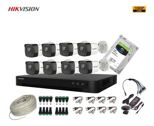Cctv Kit Pro Hikvision Dvr 8ch+8cam 2mp Disco 2t Tienda9cl
