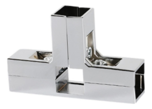 Conector Para Tubería Cuadrada De 25 Forma De T Plateada.