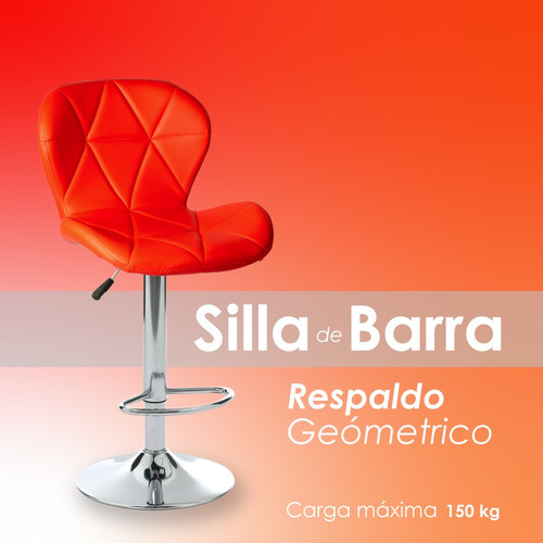 Silla De Bar Acolchada Con Respaldo Geométrico Taburete Color de la estructura de la silla Plateado Color del asiento Rojo