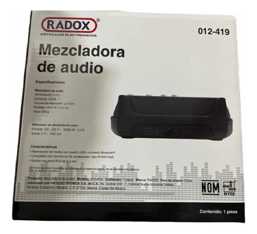 Mezcladora De Audio 4 Canales Bluetooth Radox