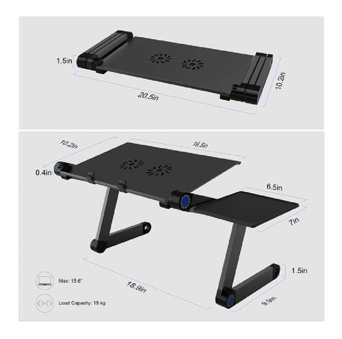 Mesa Portátil C/ Ventilador Para Laptop Negro