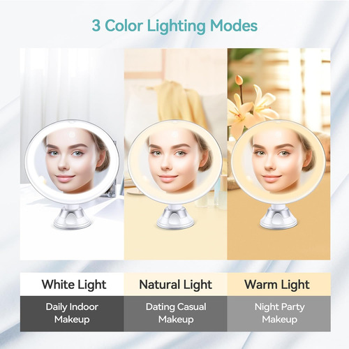 Espejo De Aumento Recargable Con Luz, Espejo De Maquillaje I