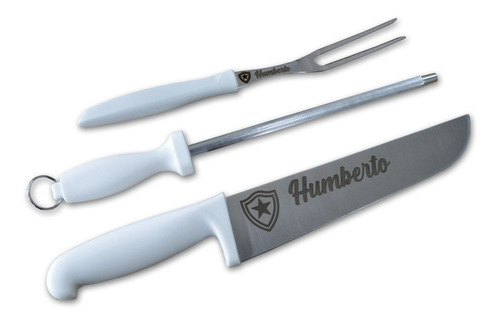 Kit De Utensílios (faca,garfo E Chaira) Personalizados 
