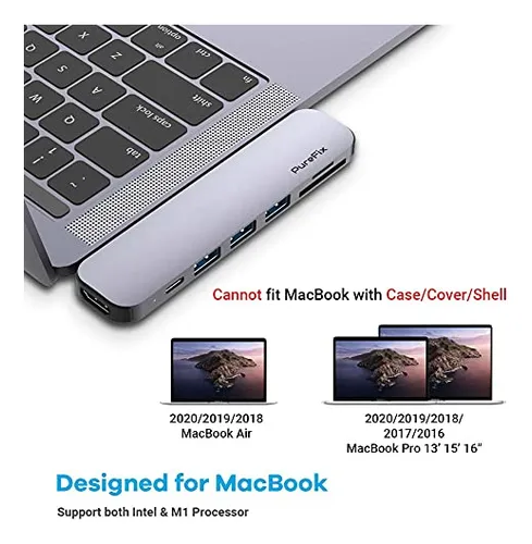 Hub Purefix Mac Usb C, Adaptador Multipuerto Thunderbolt 3 A