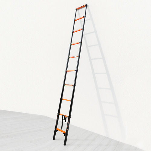 Escalera 3.9 Mt Telescópica 10 Escalones Liviana Compacta Negro
