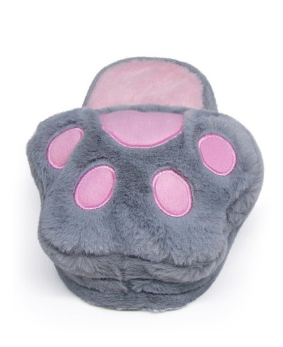 Imagem 6 de 7 de Pantufa Chinelo Pelúcia 3d Pata Gato - Solado Antiderrapante