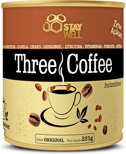 Three Coffee Café Termogênico Com Fórmula Avançada Contendo 15 Ingredientes E 162mg De Cafeína Por Dose - 225g