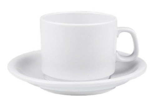 Set X12 Taza De Café Con Plato Verbano Recta De Porcelana