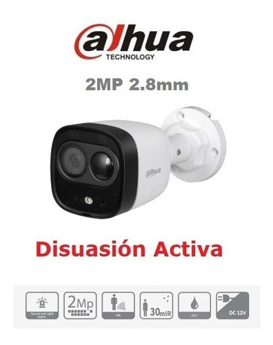 Camara Seguridad Dahua 2mp Disuasivas Pir Sonido Luz - M3k Color Blanco