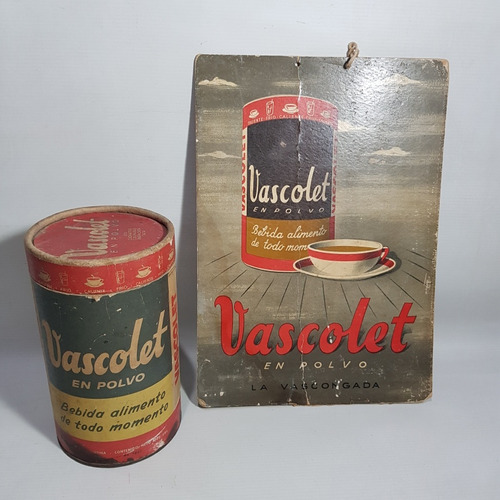 Antiguo Cartel Vascolet Cartón + Envase Lote X 2 Mag 61985