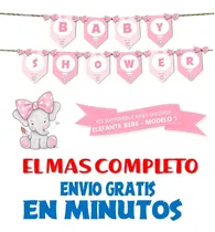 Comprar Kit Imprimible Candy Bar Baby Shower Elefante Bebe Nena Full