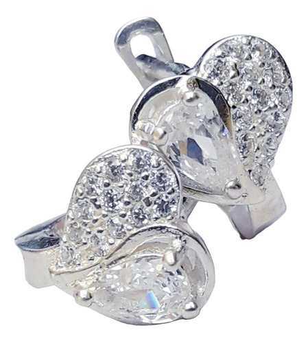 Aro Plata 925 Argolla Corazon Cubic Pave De Zirconia Arp24