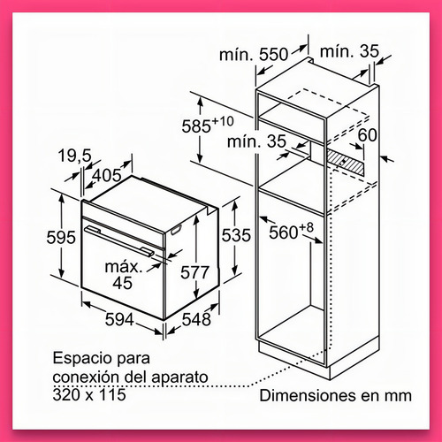 Horno empotrable eléctrico Bosch 8 Series HRG635BS1 71L acero inoxidable 220V