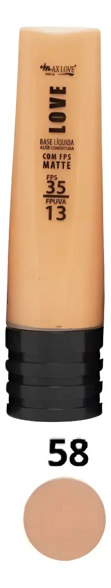Base Líquida Alta Cobertura Matte Fps35 Fpuva13 Max Love 30g 58