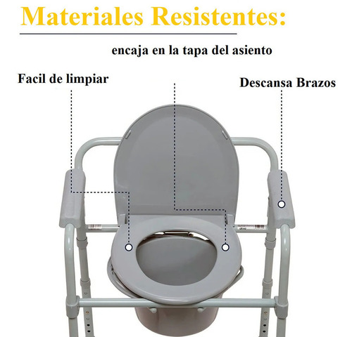 Silla Comodo Aumento Ducha De Wc Baño 3 En 1 Plegable