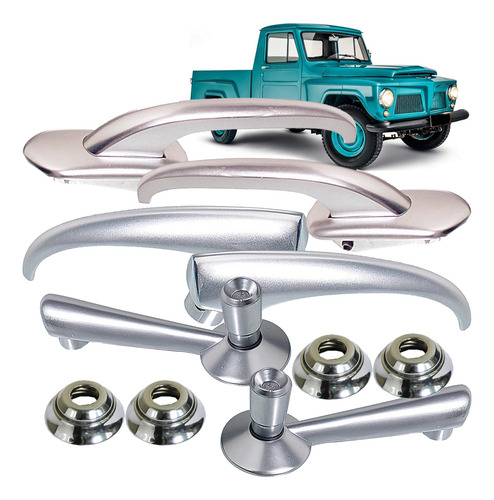 Kit Maçaneta Externa Interna Manivela Roseta F75 Aero Willys