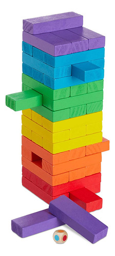 Juego De Torre De Maderas Apilables De Colores Con Dado