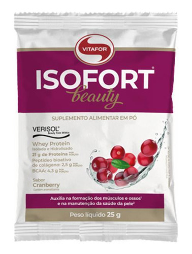 Kit 6 Isofort Beauty Whey Protein Cranberry Vitafor 25g