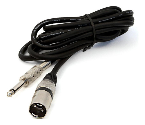 Cabo P10 Para Xlr Macho Preto Mono - 10 Mt