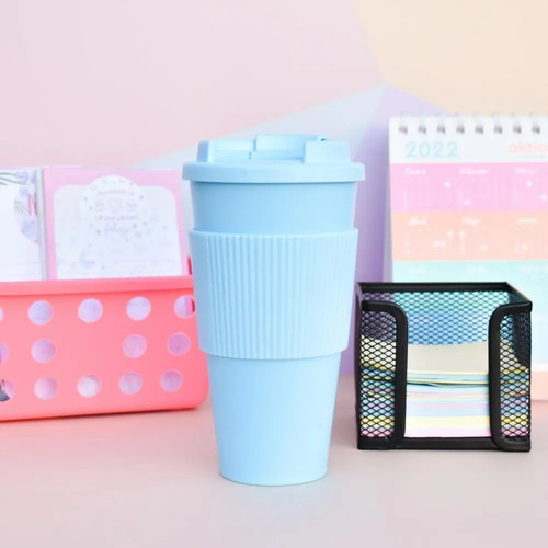 Vaso De Plástico Doble Capa Con Banda De Silicona