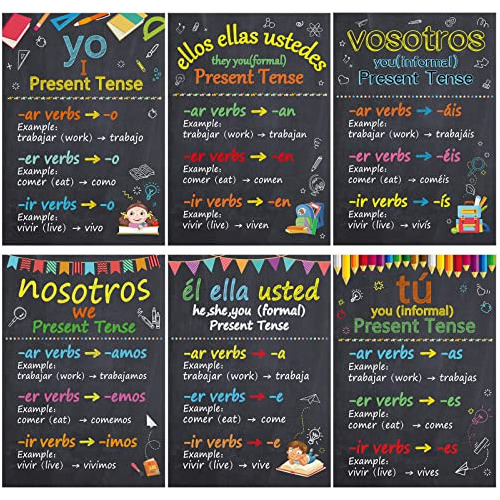 6 Pósters De Conjugación De Verbos Español, Pósters...