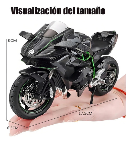 Motocicleta H2r De Metal En Miniatura 1:12 Color Negro