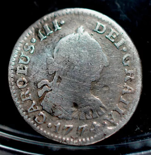 Moneda 1/2 Medio Real Plata Original Carlos Ill 1774 F M