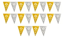 Comprar Papel Picado- 10 Banderines Amarillo Con Blanco - Decoración