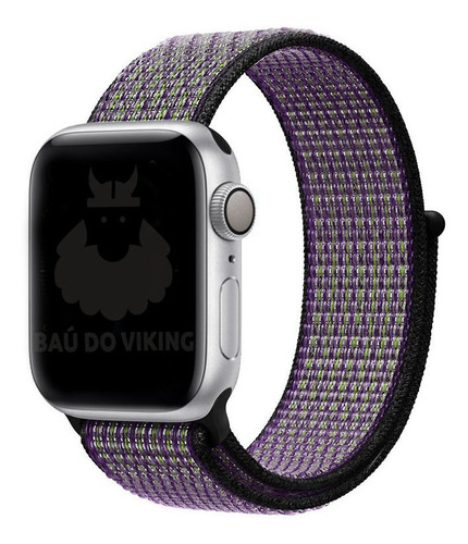 Pulseira Nylon Loop Sport Preto-roxo Compatível Com Apple Watch 38/40/41mm