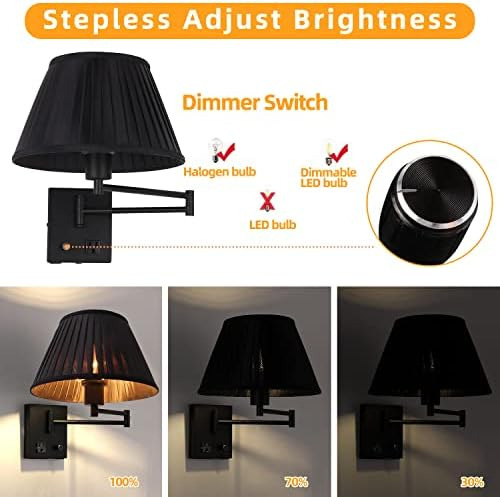 Aplique De Pared Enchufable Lámpara De Pared Con Brazo Oscil