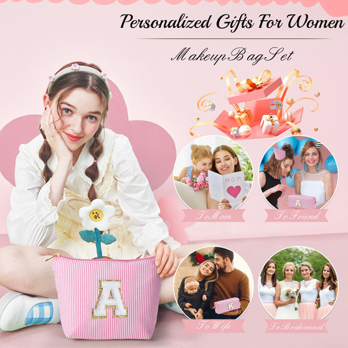 Bolsas De Maquillaje Yoolife 2 Unidades Inicial A Rosado Color Nombre Del Diseño