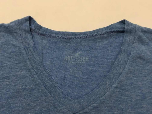 Remera Hollister Talle S Manga Corta Azul Jaspeado Escote V