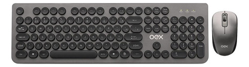 Kit de teclado e mouse sem fio OEX TM410 Português Brasil de cor cinza