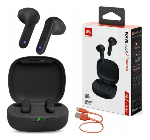 Audífonos Jbl Wave Flex Tws Negro Jblwflexblk